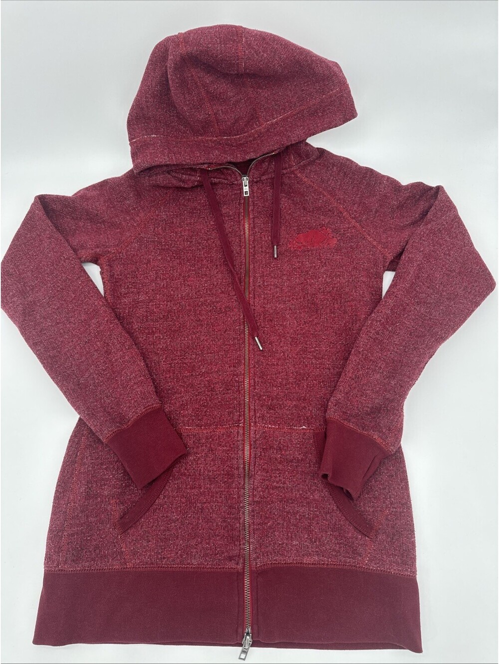 Roots Women's Red Heathered Full-zip Long Tunic Hoodie Size SM Excellent Cond